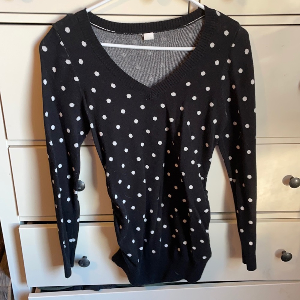 Small maternity tunic black and white polka dot